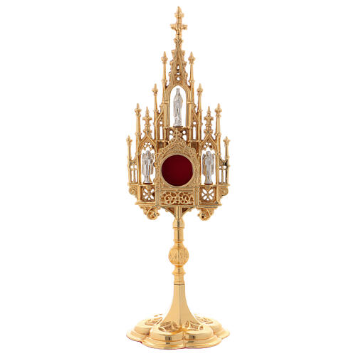 Gothic reliquary of gold plated brass 40 cm 1