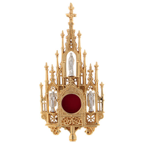 Gothic reliquary of gold plated brass 40 cm 2