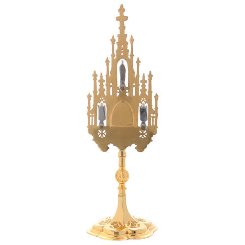 Gothic reliquary of gold plated brass 40 cm 4