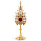 Gothic reliquary of gold plated brass 40 cm s1