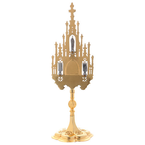 Reliquiario stile gotico ottone dorato 40 cm 4