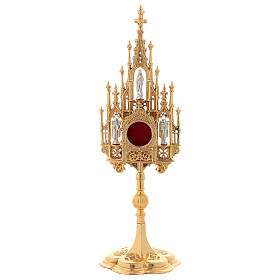Gothic reliquary in gold plated brass 15 3/4 in