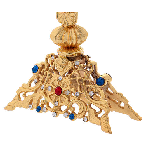 Brass reliquary with coloured stones 28 cm 3