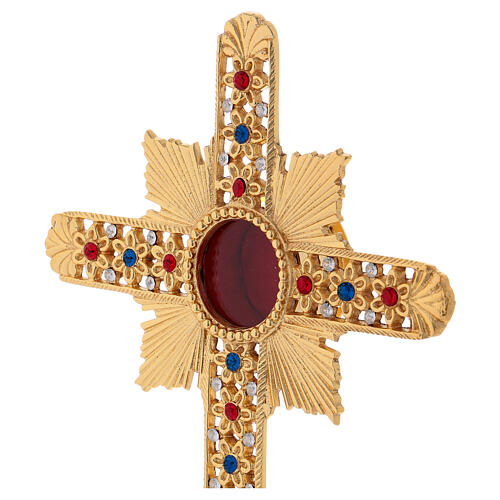 Brass reliquary with colored gemstones 11 in | online sales on HOLYART.com