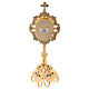 Triangular base brass reliquary with colored stones s5