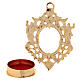 Wall-mounted reliquary with cut-outs, gold plated brass 12 cm s2