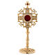 Reliquary with white and red zircons, gold plated brass 25 cm s1