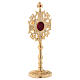 Reliquary with white and red zircons, gold plated brass 25 cm s4