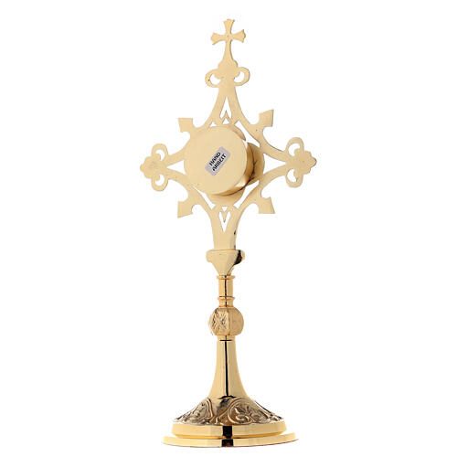 Reliquary with red zircons, gold plated brass 31 cm 5