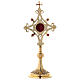 Reliquary with red zircons, gold plated brass 31 cm s1