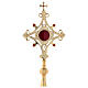 Gold plated brass reliquary with red zircons 12 in s2