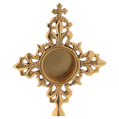 Gold plated brass reliquary with cut-outs 20 cm 2