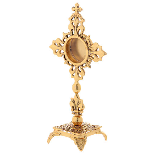 Gold plated brass reliquary with cut-outs 20 cm 3