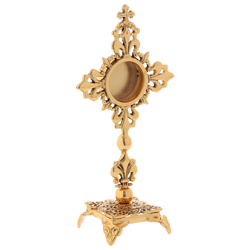 Gold plated brass reliquary with cut-outs 20 cm 4