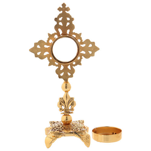 Gold plated brass reliquary with cut-outs 20 cm 5