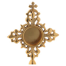 Inlaid gold plated brass reliquary 7 3/4 in