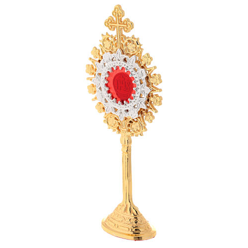 JHS reliquary, gold and silver-plated brass 19 cm 3