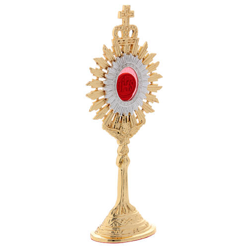 JHS gold and silver-plated brass reliquary 7 in 4