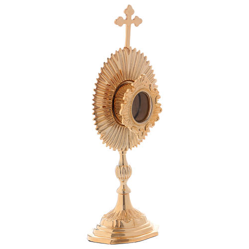 Decorated reliquary with cross, gold plated brass 4