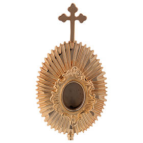 Cross decorated reliquary in gold plated brass