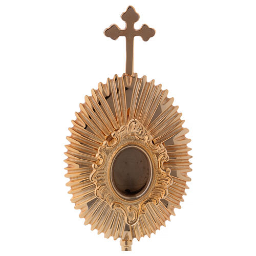 Cross decorated reliquary in gold plated brass 2