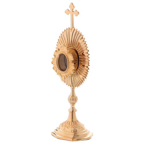 Cross decorated reliquary in gold plated brass 3