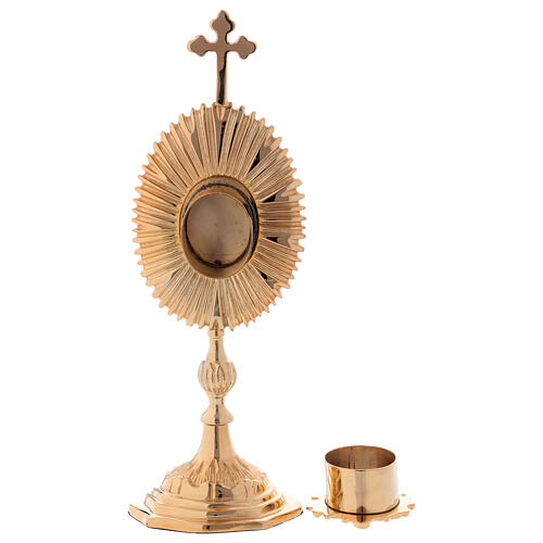 Cross decorated reliquary in gold plated brass 5