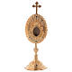 Cross decorated reliquary in gold plated brass s1