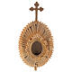 Cross decorated reliquary in gold plated brass s2