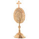 Cross decorated reliquary in gold plated brass s6