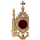 Reliquary with cross and towers, polished gold plated brass s2