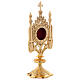 Reliquary with cross and towers, polished gold plated brass s5