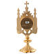 Reliquary with cross and towers, polished gold plated brass s6