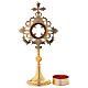 Relicaire croix et décoration ajourée en laiton doré 32 cm s5