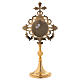 Relicaire croix et décoration ajourée en laiton doré 32 cm s6