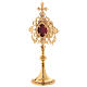 Reliquiario croce e intarsi ottone dorato 32 cm s3