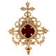 Gold plated brass reliquary with cross and inlays 12 1/2 in s2