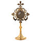 Gold plated brass reliquary with cross and inlays 12 1/2 in s6