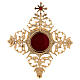 Reliquiar aus vergoldetem Messing mit Kreuz und roten Zirkoniasteinen s2