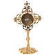 Gold plated brass reliquary, cross with zircon s6