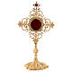 Reliquiario croce con zircone rosso ottone dorato  s1