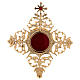 Reliquiario croce con zircone rosso ottone dorato  s2