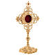 Reliquiario croce con zircone rosso ottone dorato  s5
