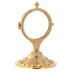 Monstrance baroque style, fused golden brass 17 cm
