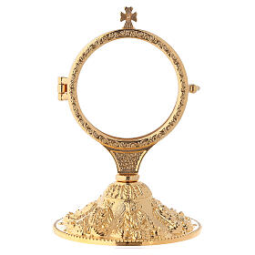 Gold plated brass monstrance with casted base 6 3/4 in