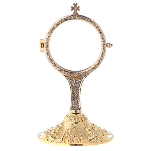 Ostensoir eucharistique baroque laiton doré 19 cm 1