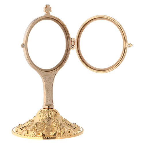Baroque monstrance in gold plated brass 7 1/2 in 3