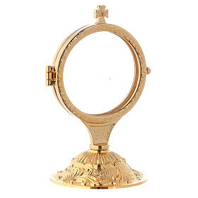 Monstrance with Baroque casted base 5 1/4 in 24-karat gold plated brass