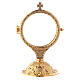 Monstrance with Baroque casted base 5 1/4 in 24-karat gold plated brass s1