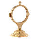 Monstrance with Baroque casted base 5 1/4 in 24-karat gold plated brass s2